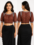 Cotton Round Neck Half Sleeve Blouse | Brown