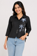 Free Size| Size Ladies Premium Shirt Top| Black (Best fit M/ L/ XL)