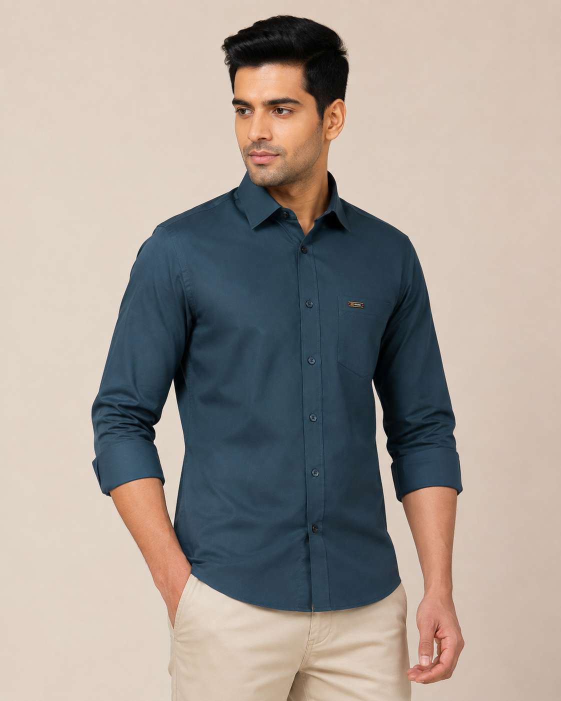 M Size| Men Plain Shirt Full Sleeve| Navy Blue