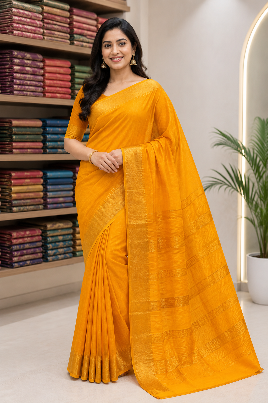 Pure Silk Mangal Giri Saree With Silkmark|Yellow