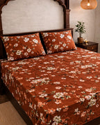 SUPER SATAN| 9x9' Premium Sateen Cotton King Bedsheet| Brown