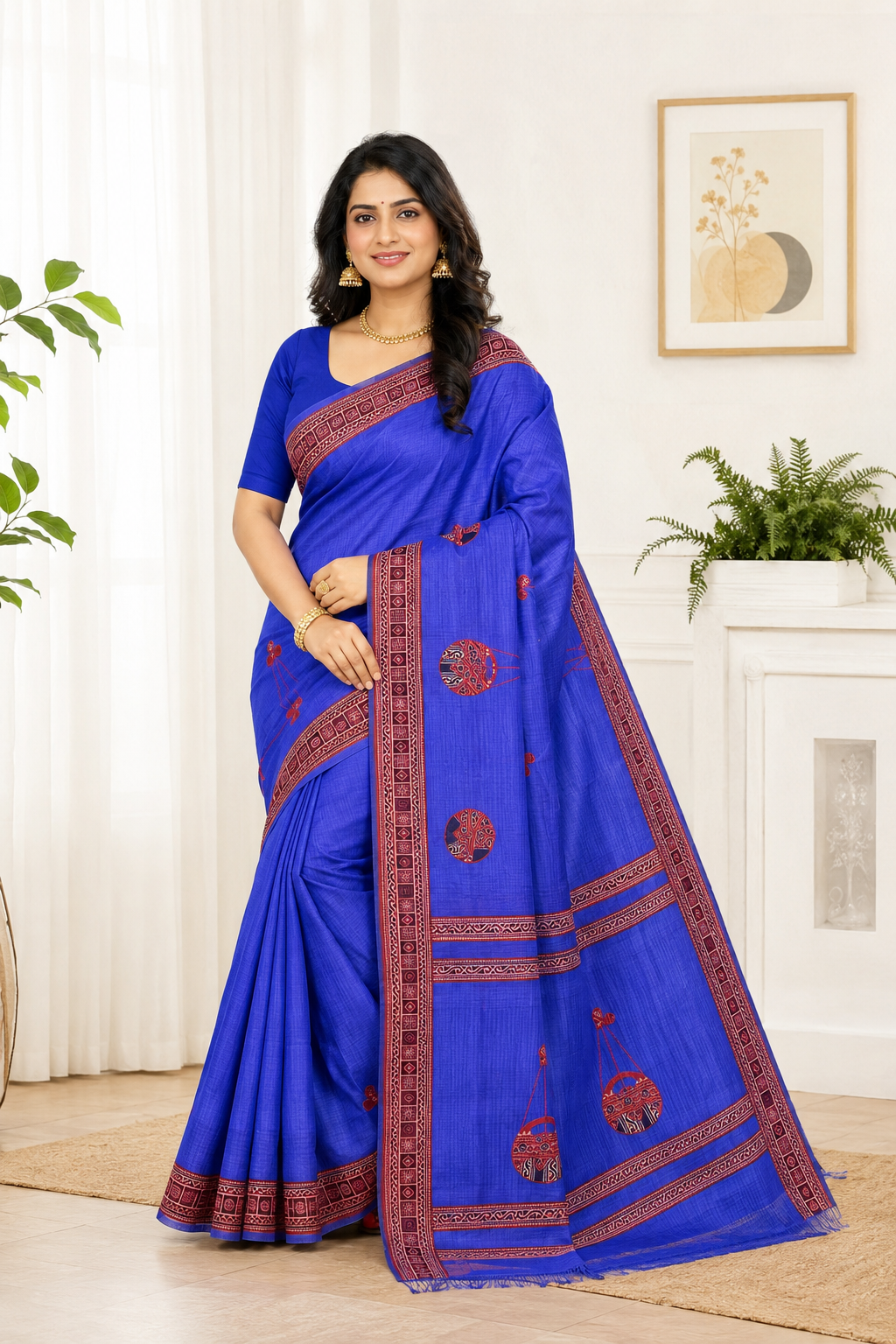 Premium Cotton Kota Saree| Blue