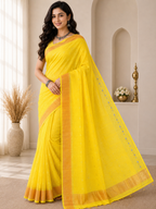 Handloom Saree With Zari Work| Yellow