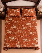 SUPER SATAN| 9x9' Premium Sateen Cotton King Bedsheet| Brown