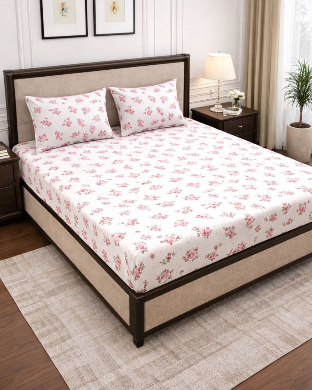 Vani|Queen Cotton Bed Set (6ft x 7ft)|White
