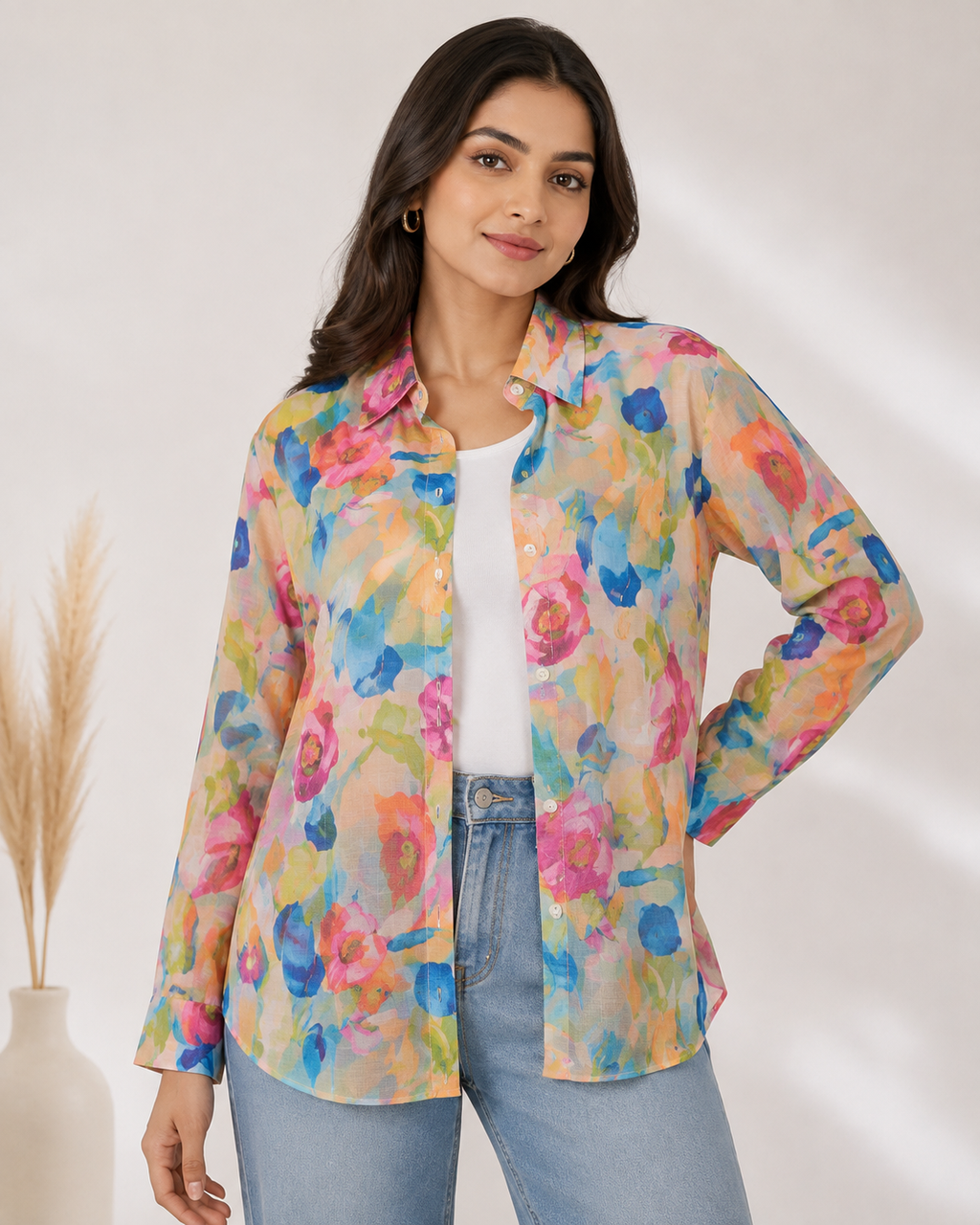 Free Size| Size Ladies Premium Shirt Top With Winner | Floral ( Best fit L/XL)