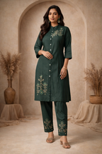 3XL SIZE| Vatican Silk 2 Pieces Printed Designer Kurti/Salwar Suit| Green