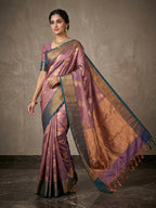 Semi Katan Raw Silk Saree| Dual tone Purple
