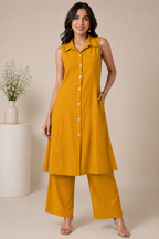 L Size| Premium Vatican Silk Co Ord Set| Yellow