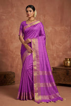 Pure Ghicha Plain Silk Saree With Silkmark | Lavender
