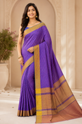 Check Khadi Cotton Saree| Violet