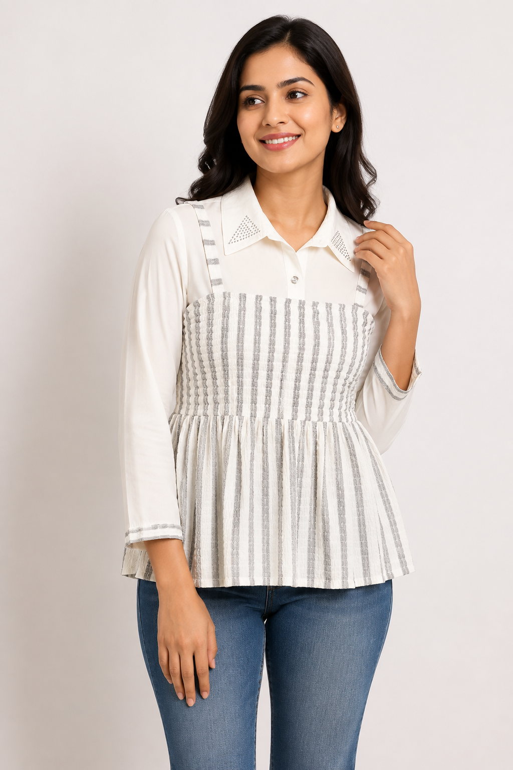 Free Size| Size Ladies Premium Top| White ( Best fit M/ L/ XL)