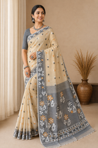 Premium Hard Dhakai Jamdani Saree| Beige