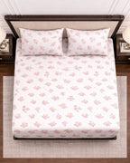 Vani|Queen Cotton Bed Set (6ft x 7ft)|White