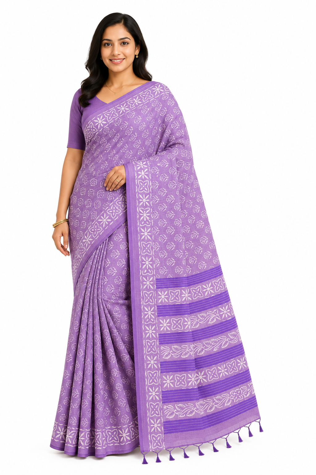 Replica Budget Tassar Silk Saree | Purple