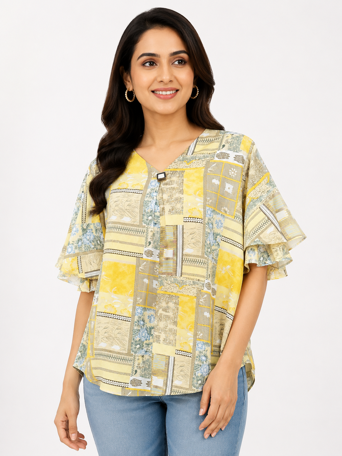 Free Size| Size Ladies Premium Top| Yellow ( Best fit L/XL/XXL)