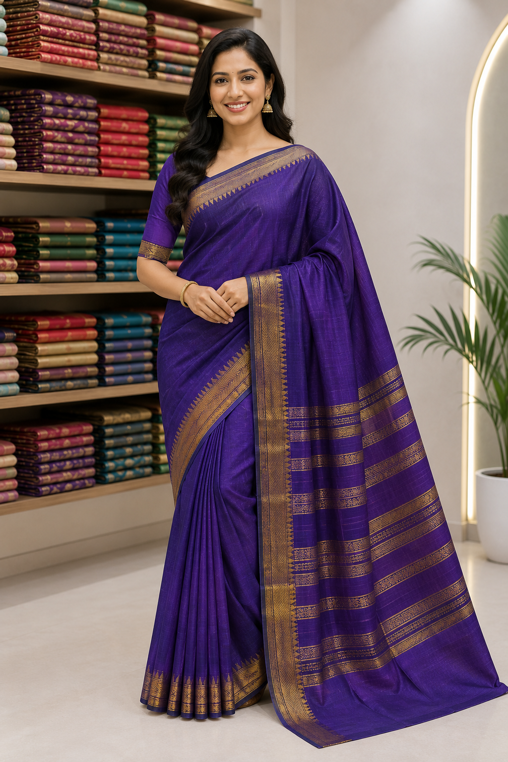 Pure Silk Mangal Giri Saree With Silkmark| Violet