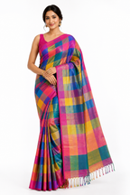 Semi Raw Silk MultiColor Katan Saree
