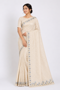 Premium Stitched Resham Kota Saree| White