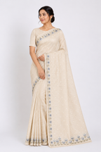 Premium Stitched Resham Kota Saree| White
