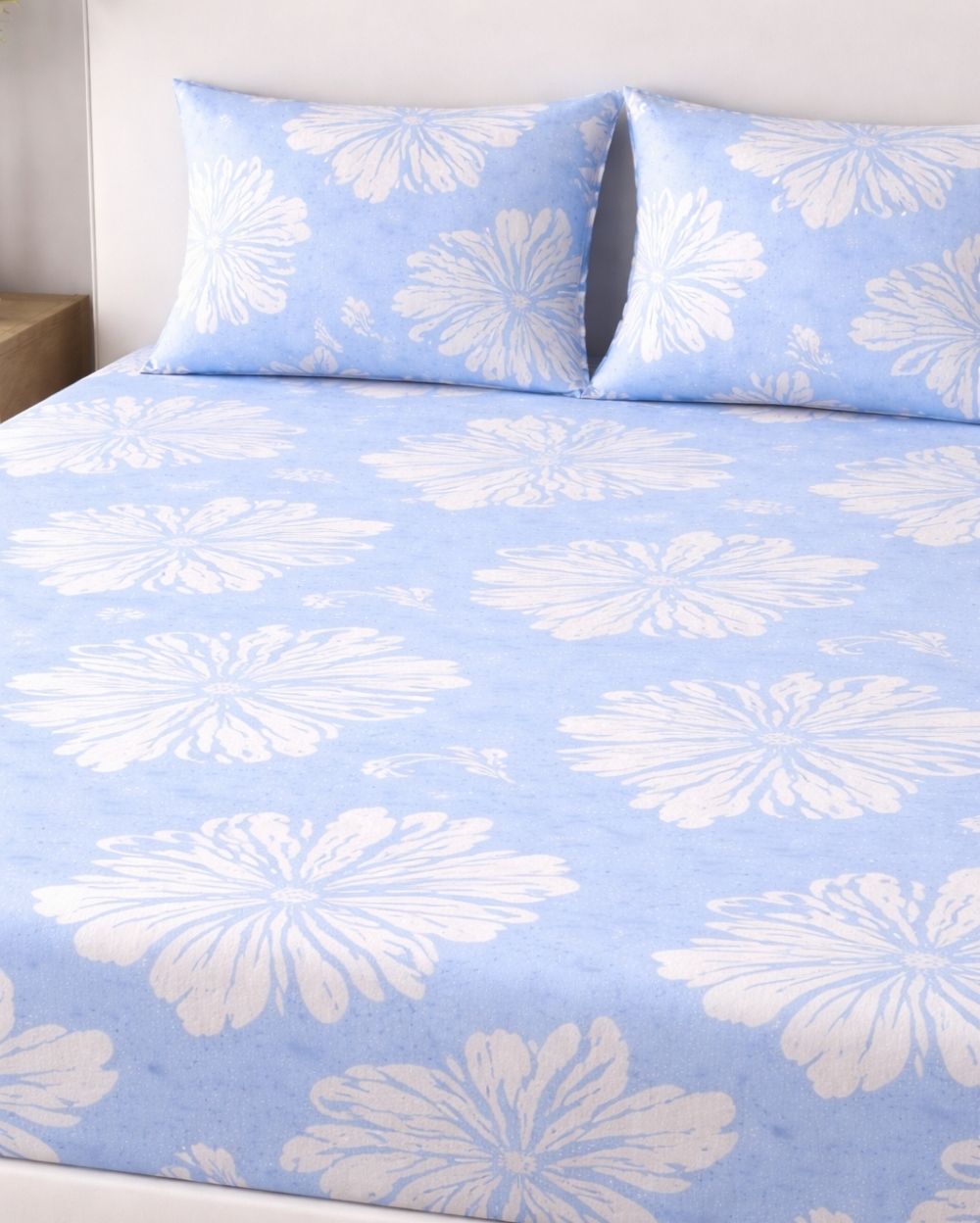 Sunflower (7x9ft)| Pure Cotton King Bedsheet - Sky Blue