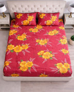Priya| Budget Cotton Queen Sheet Set (6ft x 7ft)|Red