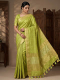 Pure Ghicha Plain Silk Saree With Silkmark | Green