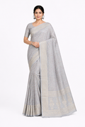Premium Tassar Banarasi Semi Silk Saree| Grey