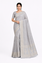 Premium Tassar Banarasi Semi Silk Saree| Grey