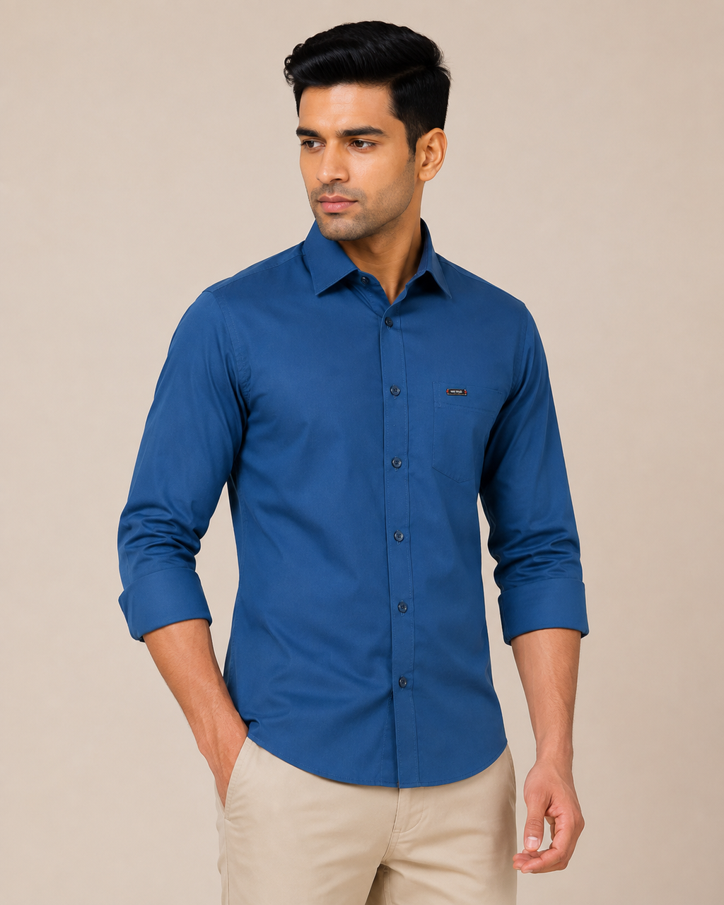 M Size| Men Plain Shirt Full Sleeve| Blue