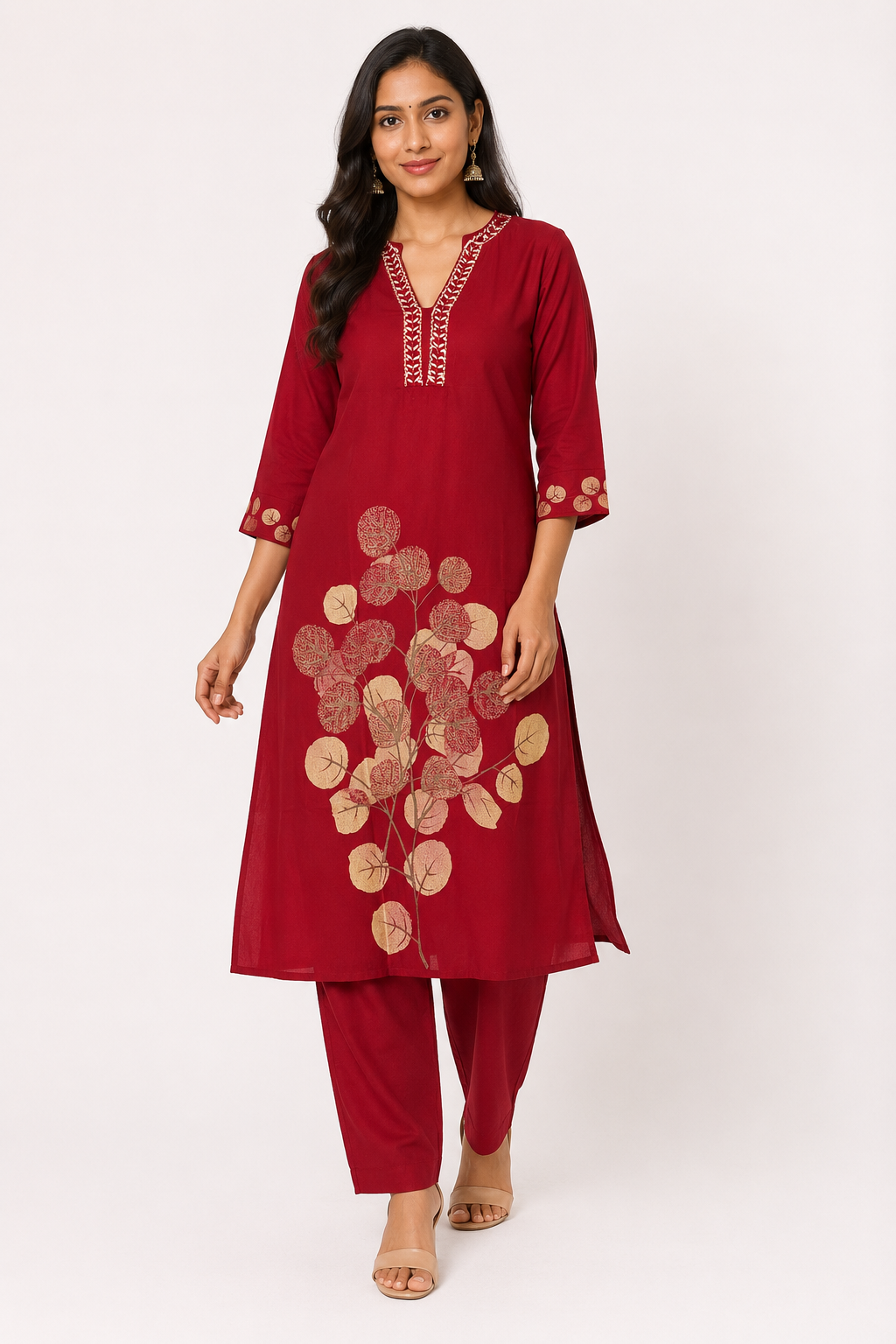 L SIZE| Rayon 2 Pieces Kurti/Salwar Suit| Deep Red