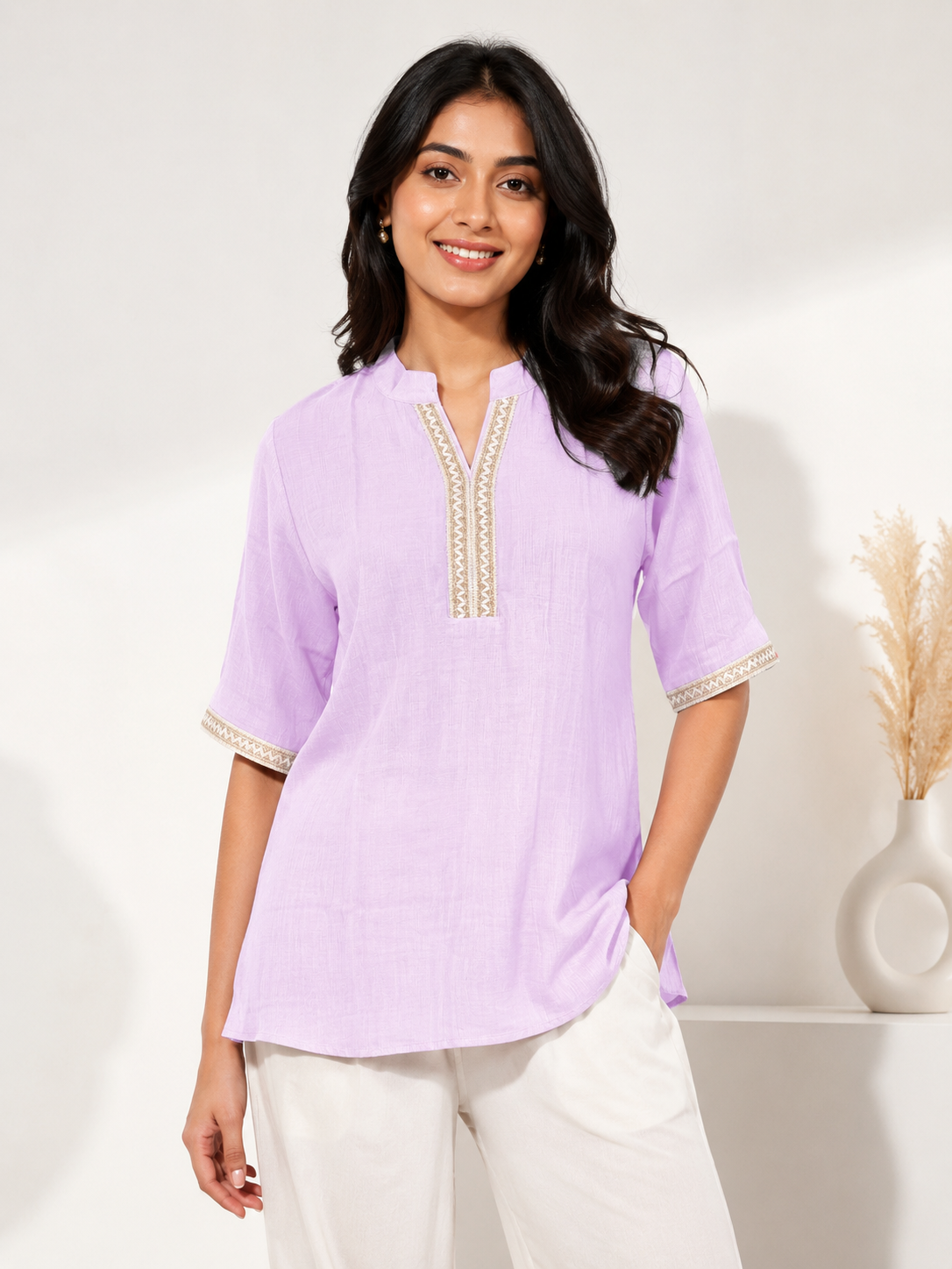 Plus Size| Ladies Premium Top| Lavender (Best fit 2XL/3XL/ 4XL/ 5XL)