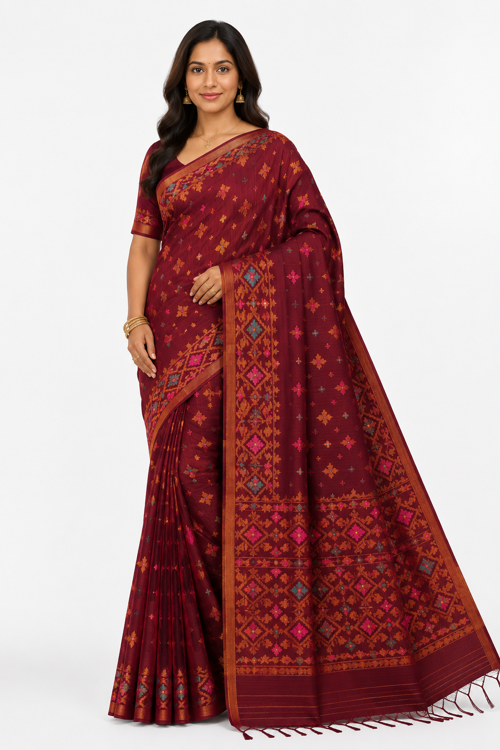 Premium Khadi Handloom Silk Saree| Maroon