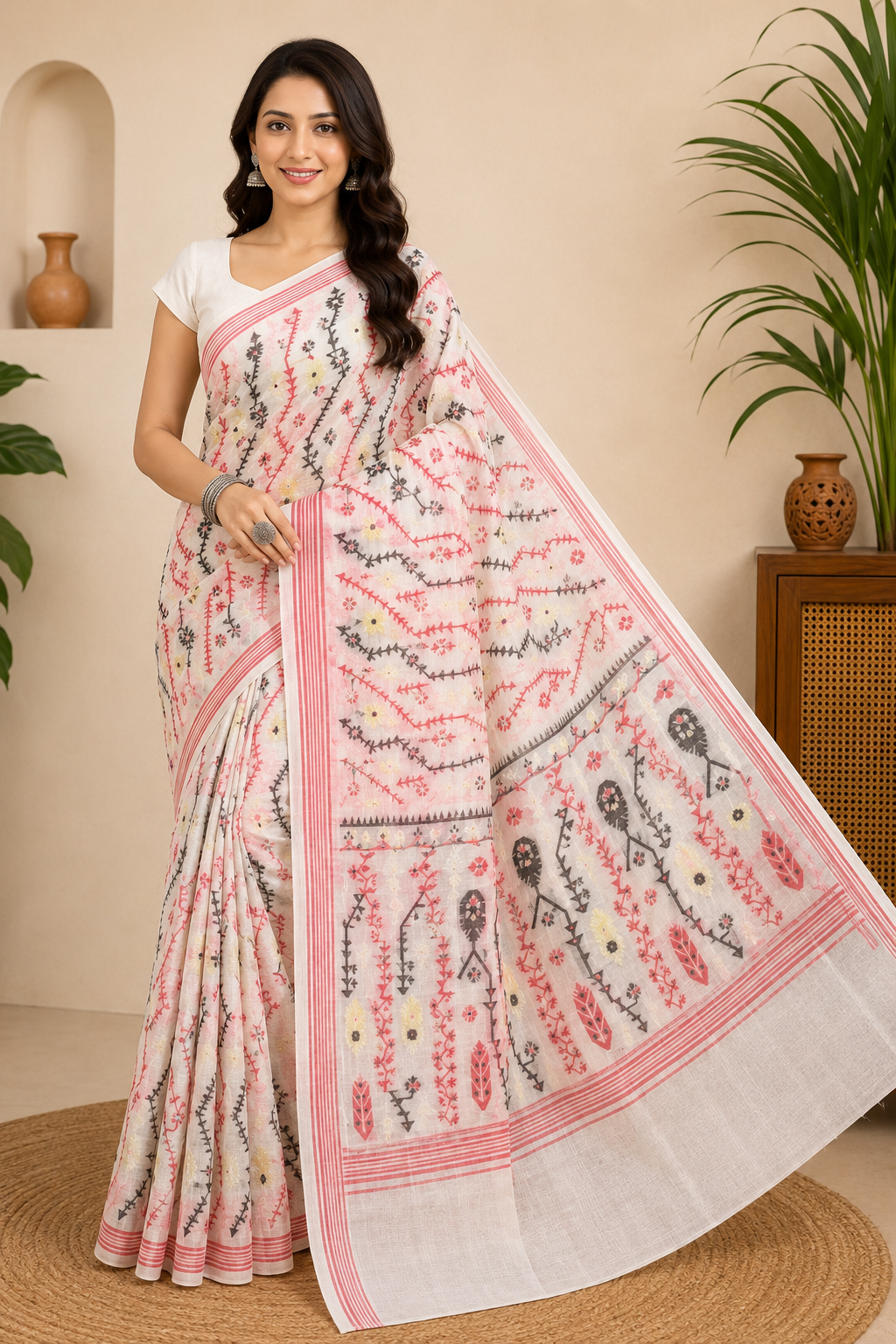 Premium Dhakai Jamdani Saree| White