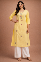 M Size| Rayon stitched Kurti | Yellow