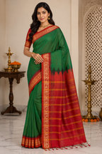 Pure Bangladesi Cotton Gadwal Saree| Green
