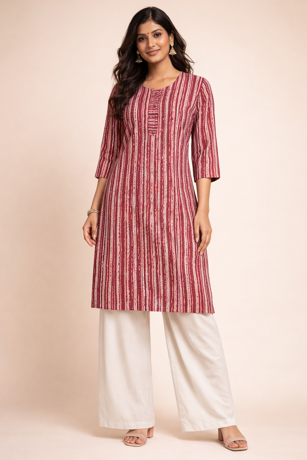 L Size|Basic Cotton Printed Kurti |Red