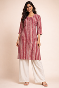 L Size|Basic Cotton Printed Kurti |Red