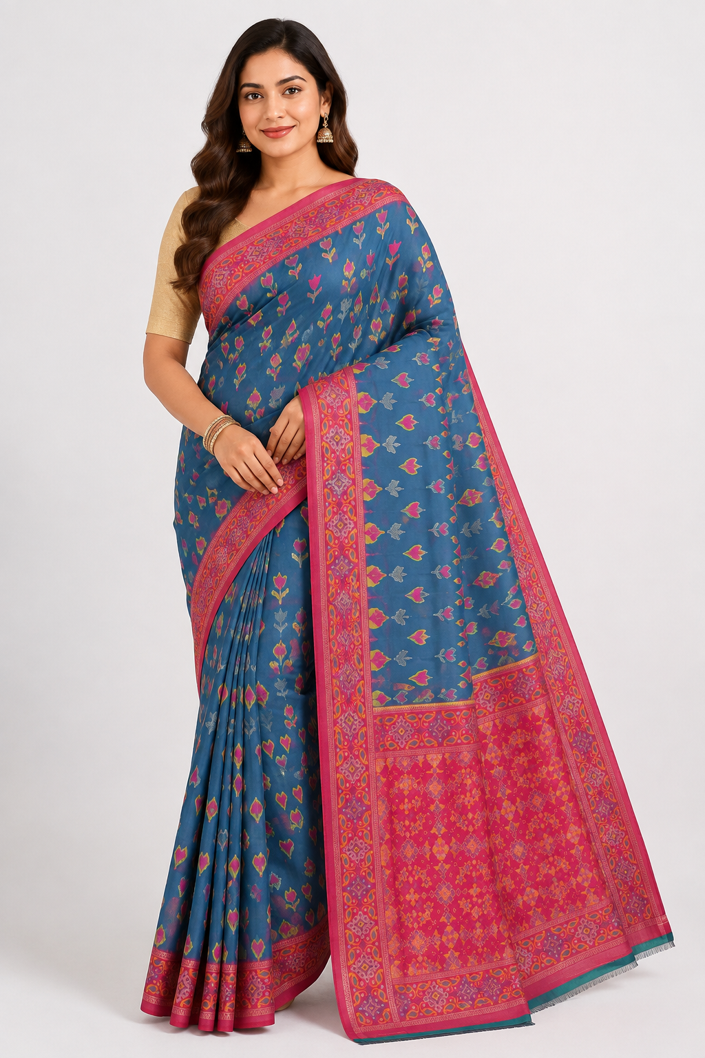 Premium Pochampally Ikkat Silk Saree| Navy Blue