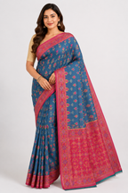 Premium Pochampally Ikkat Silk Saree| Navy Blue