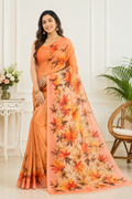 Pure Printed Gachi Silk Tassar Saree With Silkmark | Peach