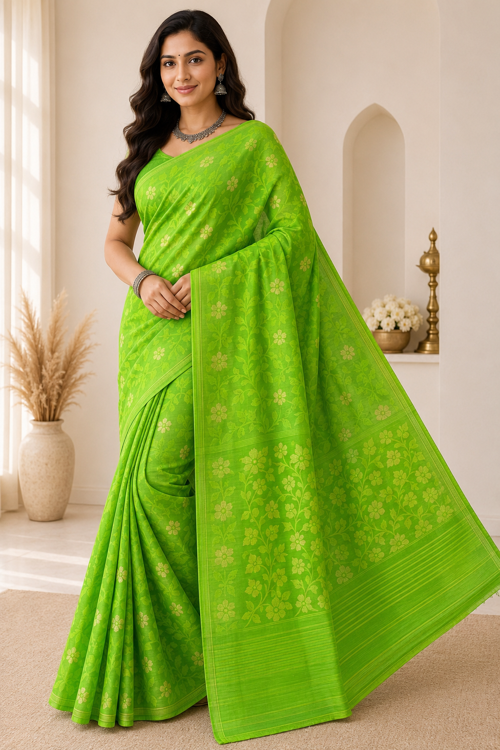 Premium Dhakai Jamdani Saree| Green