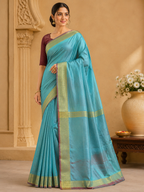Semi Silk Mangal Giri Saree| Dual tone Blue