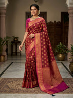 Beautiful Heavy Zari Work Premium Silk Saree| Maroon