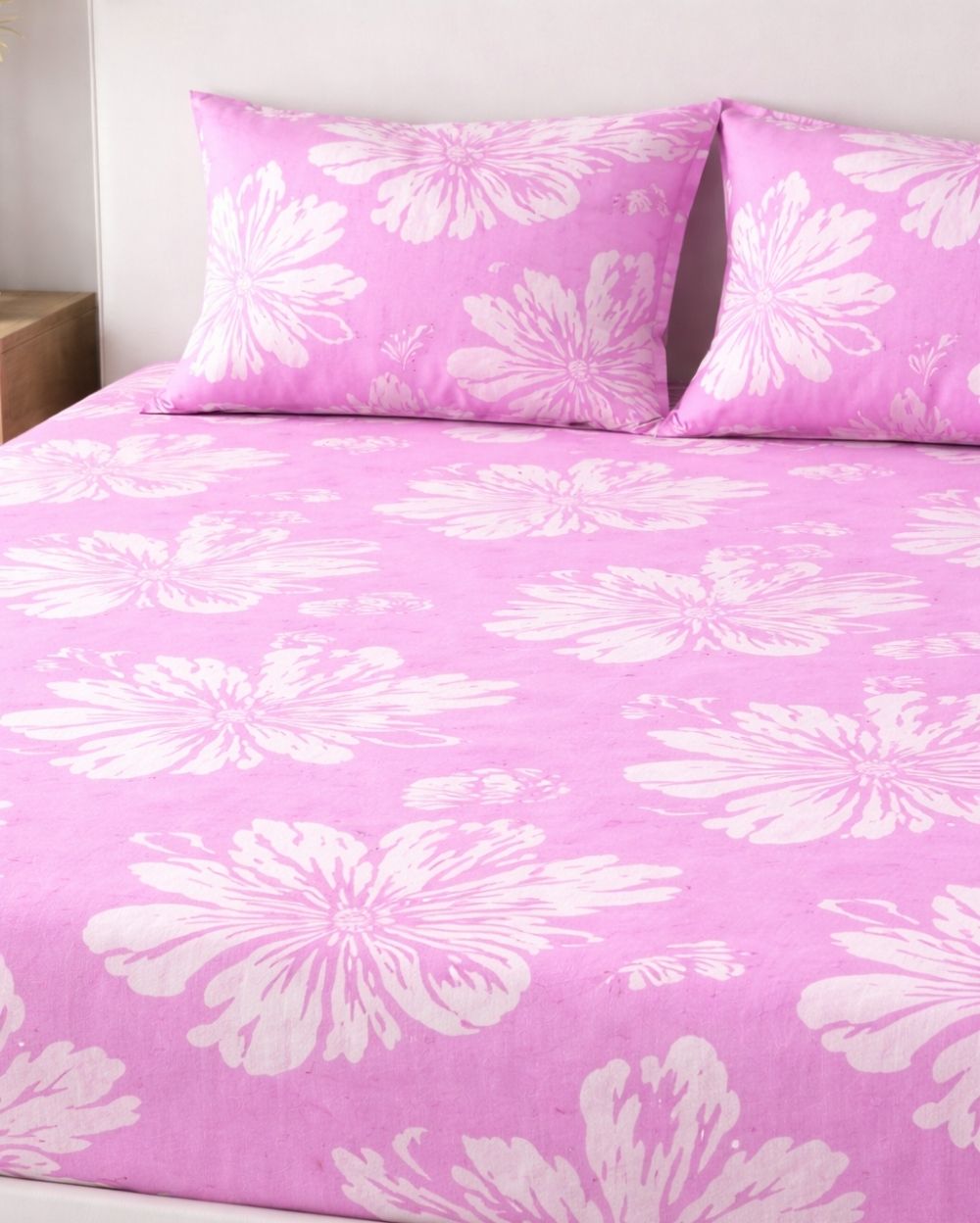 Sunflower (7x9ft)| Pure Cotton King Bedsheet - Pink