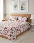 Medium| Pure Cotton Double Sheet Set (5ft x 7ft) + 2 Pillow Covers | White