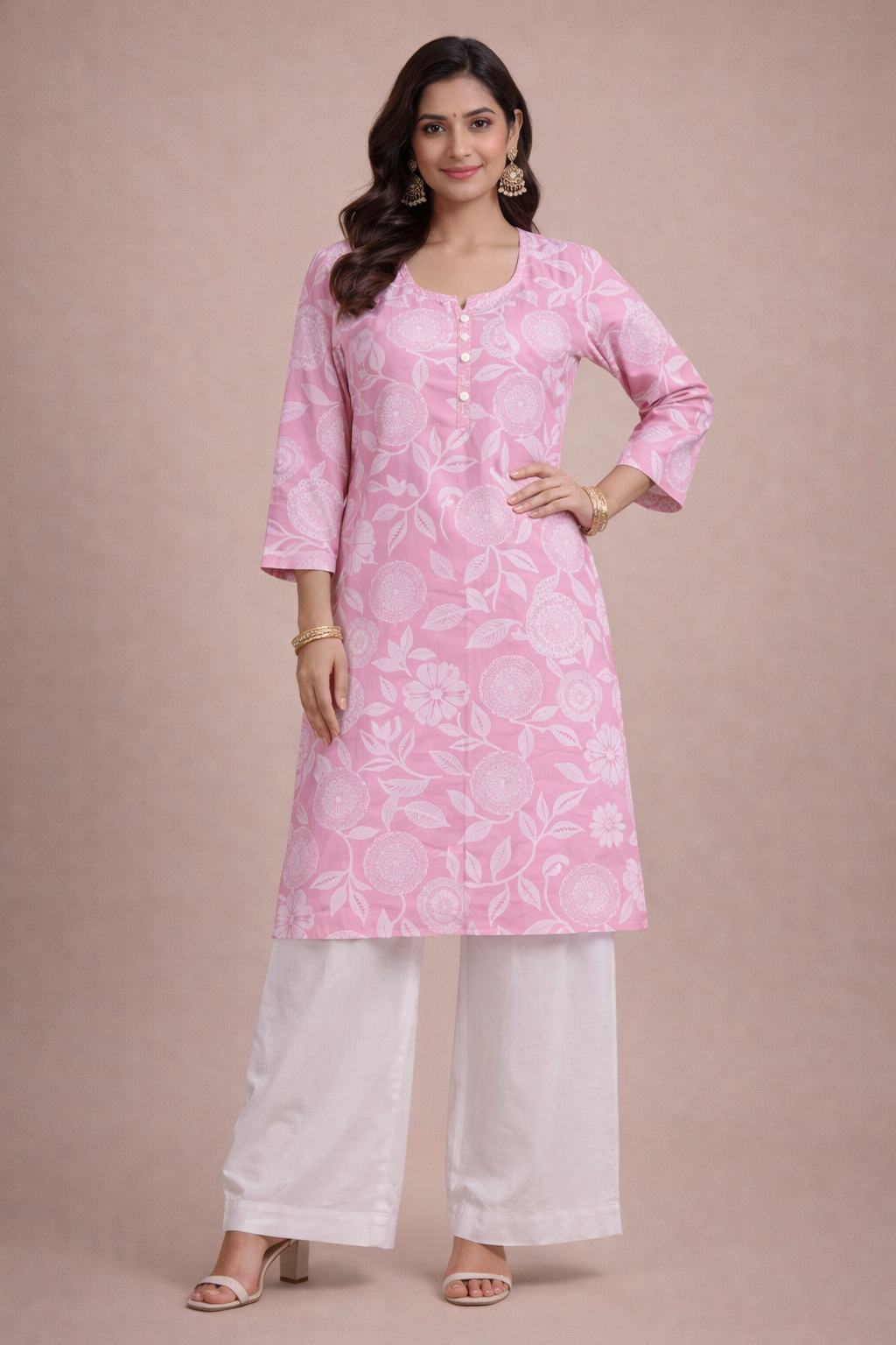 6XL Size| Premium Cotton Printed Kurti | Pink