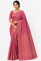 Premium Tassar Banarasi Semi Silk Saree| Pink