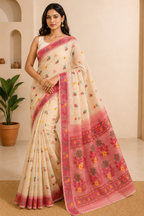 Premium Hard Dhakai Jamdani Saree| Beige