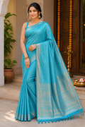 Semi Raw Silk Saree With Zari Work| Blue